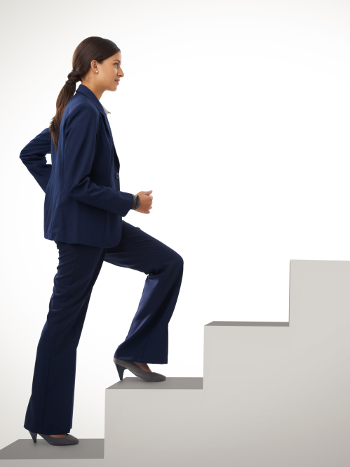 Woman climbing stairs